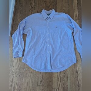 Ralph Lauren Polo Men's XL Button Down 100% Cotton Shirt Purple White Checkered